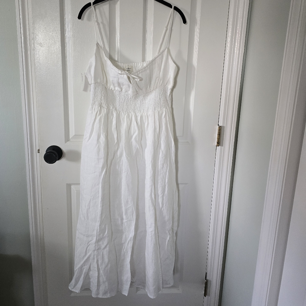 Linen Genea Dress In White Size Large